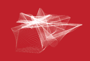 8 Sided Shape Iteration with Perlin Noise (A3) - White ink on Red paper