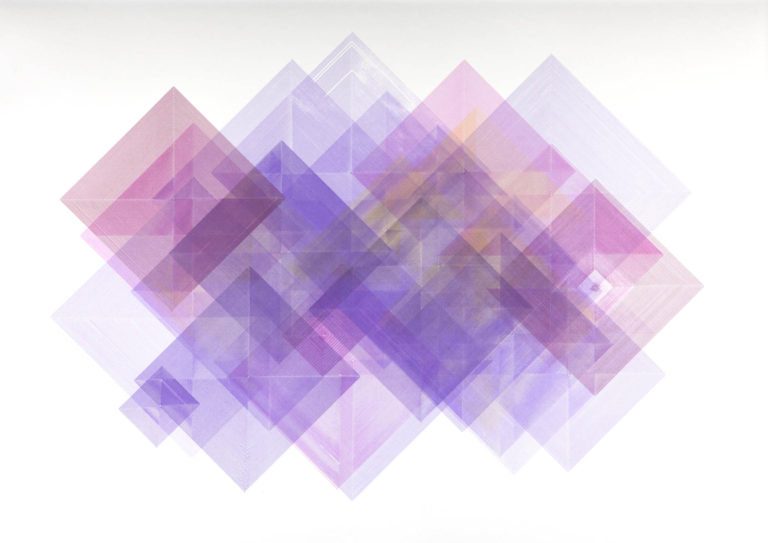 Expanding Squares Composition - Purple, Pink and Yellow