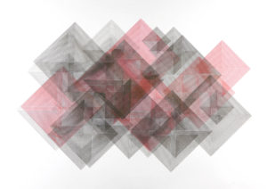 Expanding Squares Composition - Red and Black