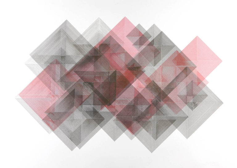 Expanding Squares Composition - Red and Black