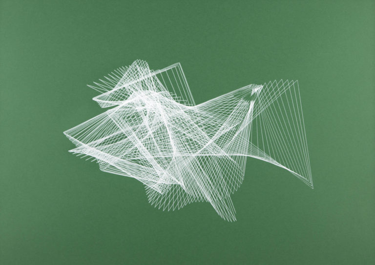 Machine Drawing – 8 Sided Shape Iteration with Perlin Noise 8 Sided Shape Iteration with Perlin Noise (A3) - White on Green